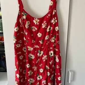 red floral dress